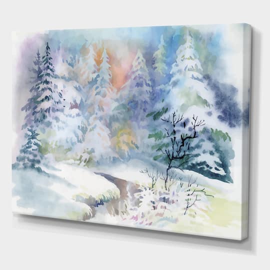 Designart - Winter Landscape With Snowy River I